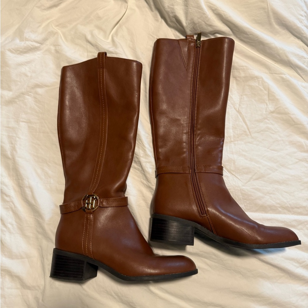 Tommy Hilfiger Brown Heeled Boots with Buckle Detail